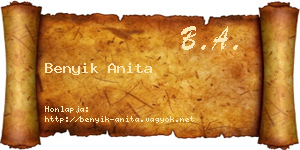 Benyik Anita névjegykártya
