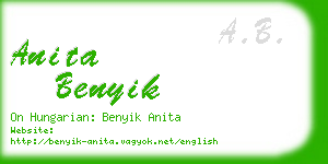 anita benyik business card